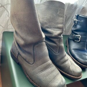 Roots Gray Tribe Leather Fold Over Boots